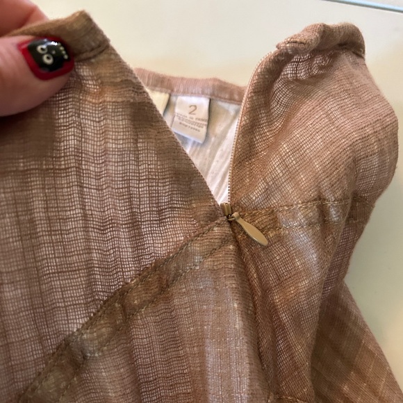 Chico’s Maxi Skirt Beige pleated cotton fabric with side zipper size 2 - Picture 6 of 8